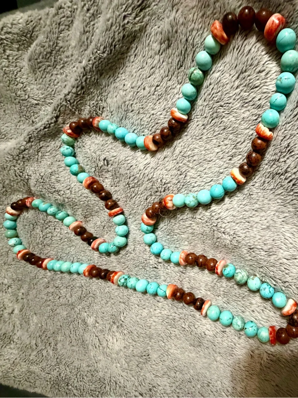 Turquoise and Brown Beaded Necklace and Bracelet Set